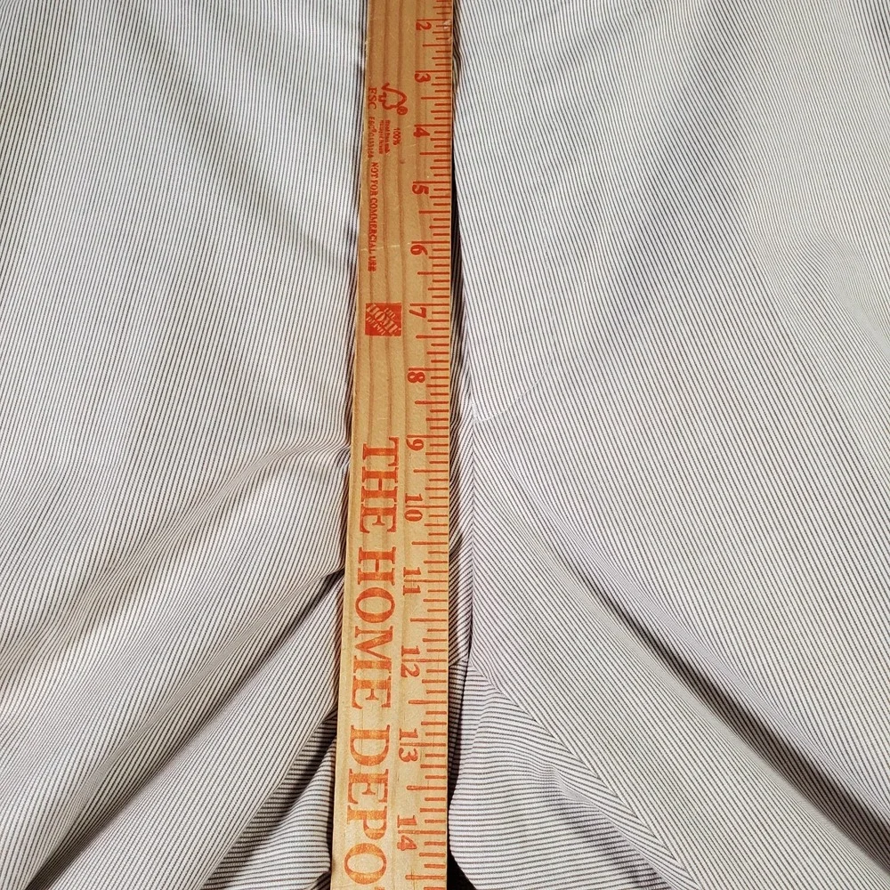 Alan Flusser Pants Mens 36x32 Ivory Pinstripe Cotton Twill Stretch Preppy Office